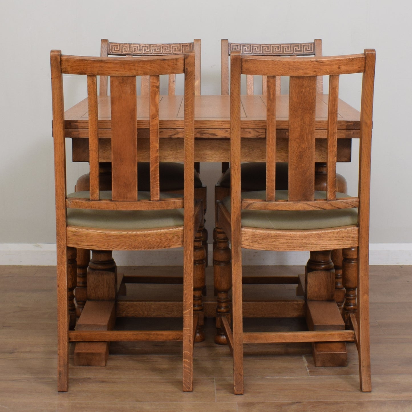 Vintage Oak Draw Leaf Table And Four Chairs