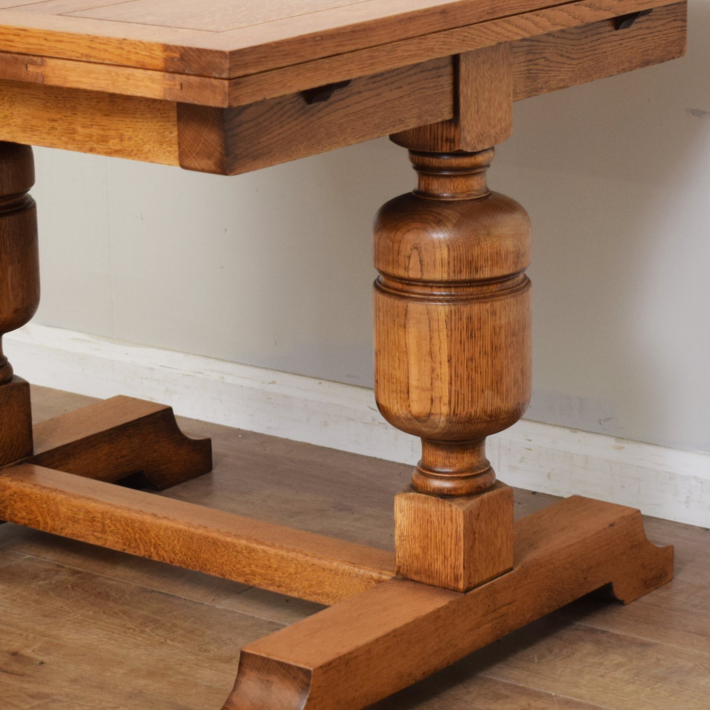 Vintage Oak Draw Leaf Table And Four Chairs