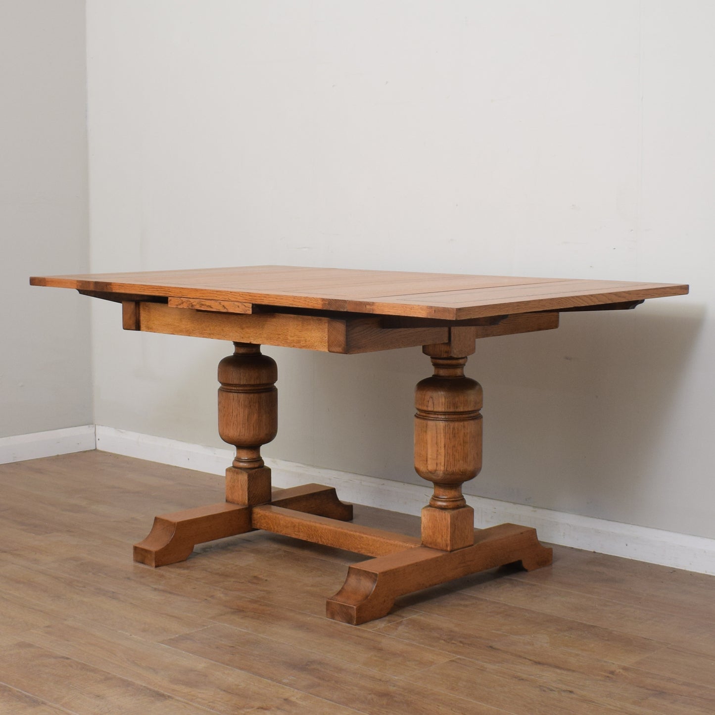 Vintage Oak Draw Leaf Table And Four Chairs