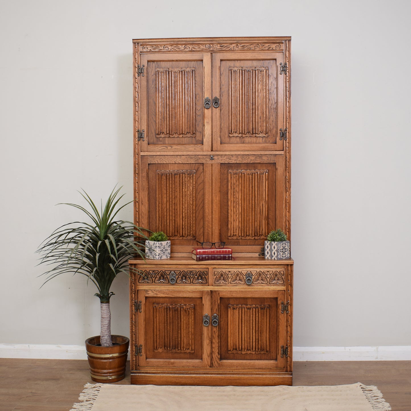 Old Charm Bookcase Bureau Cabinet