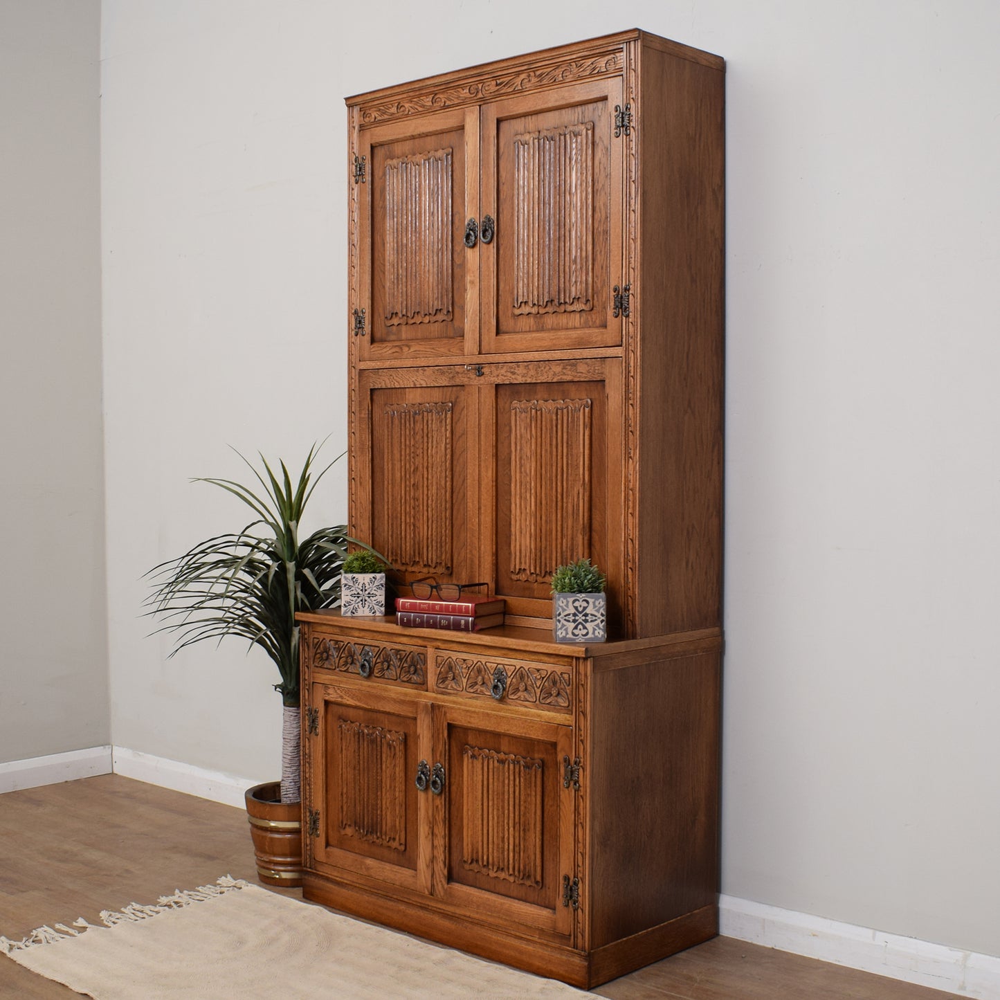 Old Charm Bookcase Bureau Cabinet