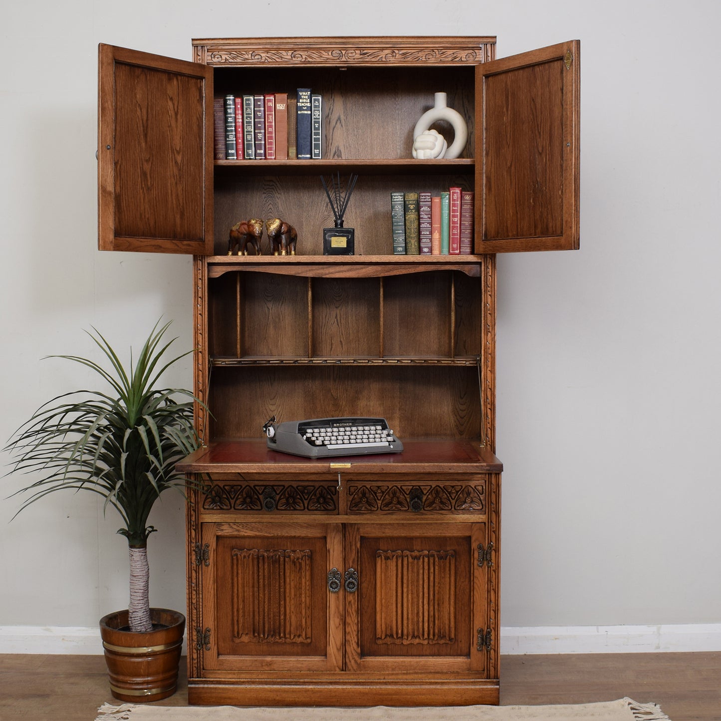 Old Charm Bookcase Bureau Cabinet