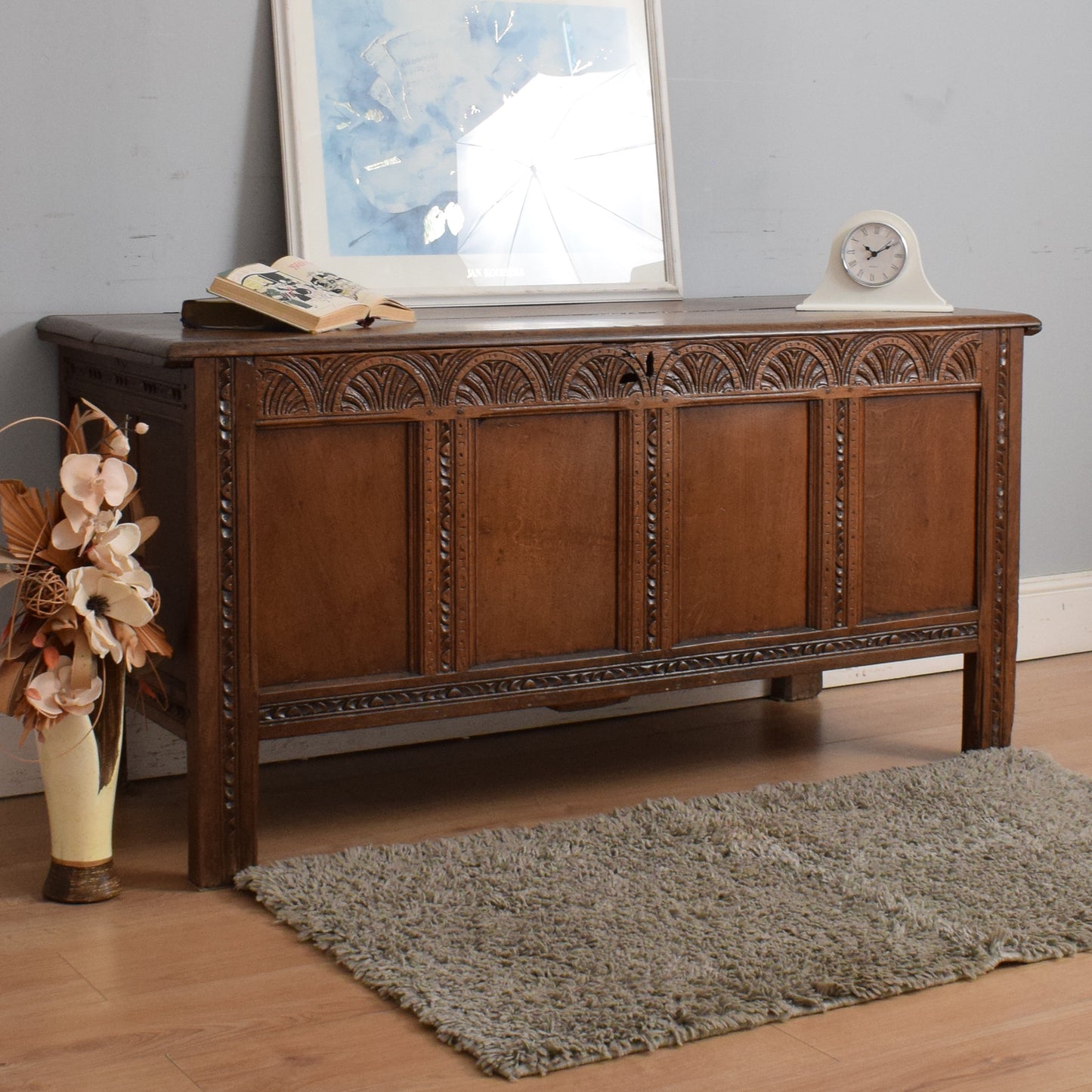 Carved Oak Antique Coffer