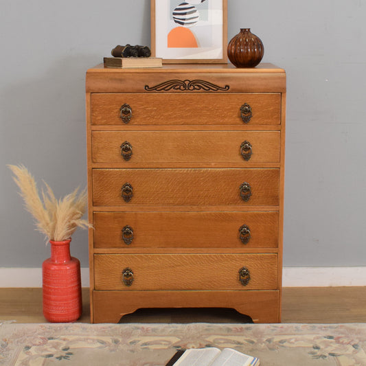 Oak Veneer Chest of Drawers