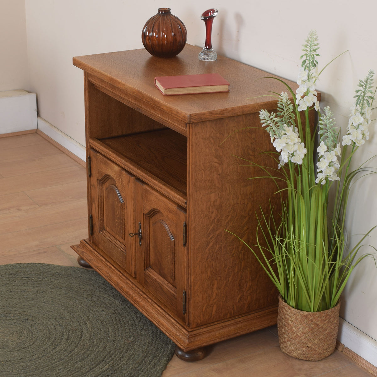 Oak Swivel Top TV Cabinet