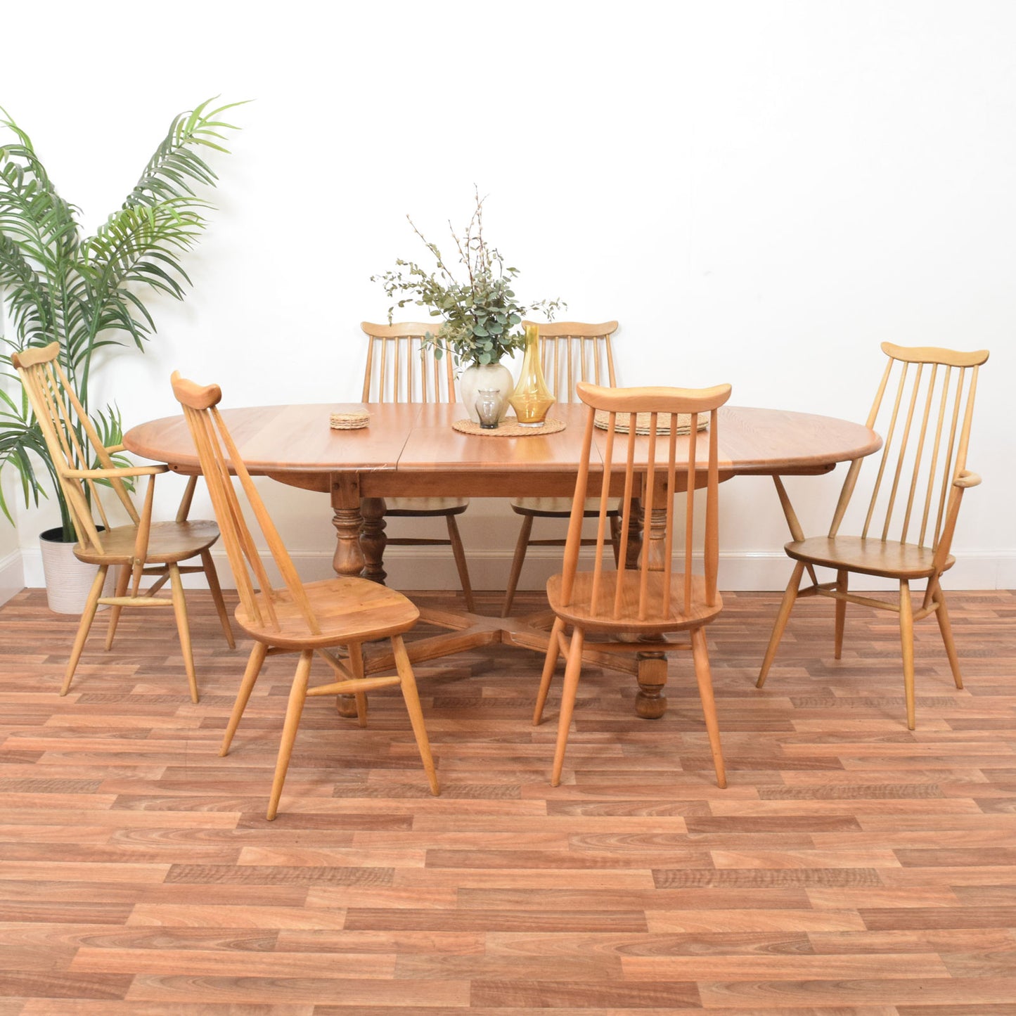 Ercol Draw Leaf Table and Six Chairs