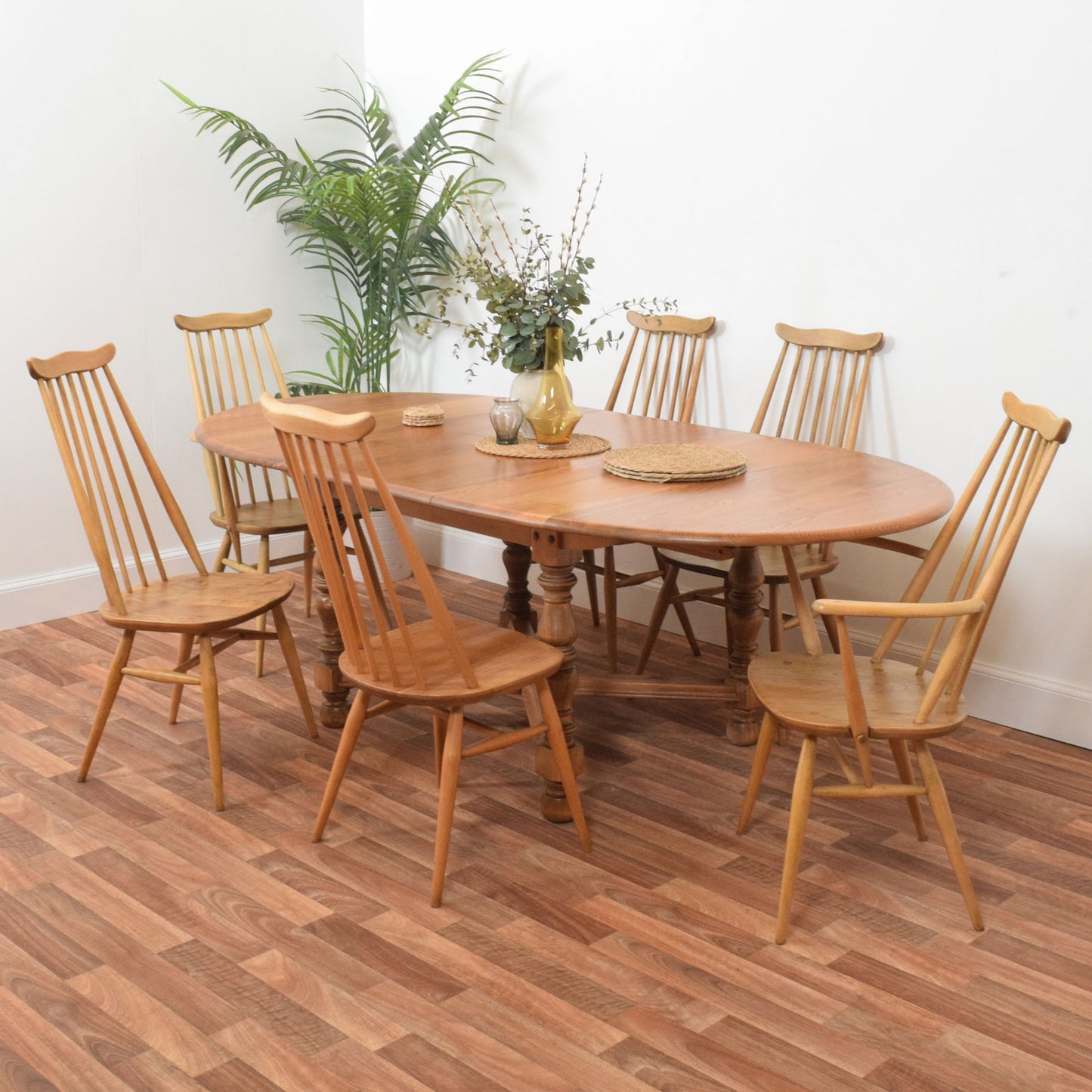 Ercol Draw Leaf Table and Six Chairs