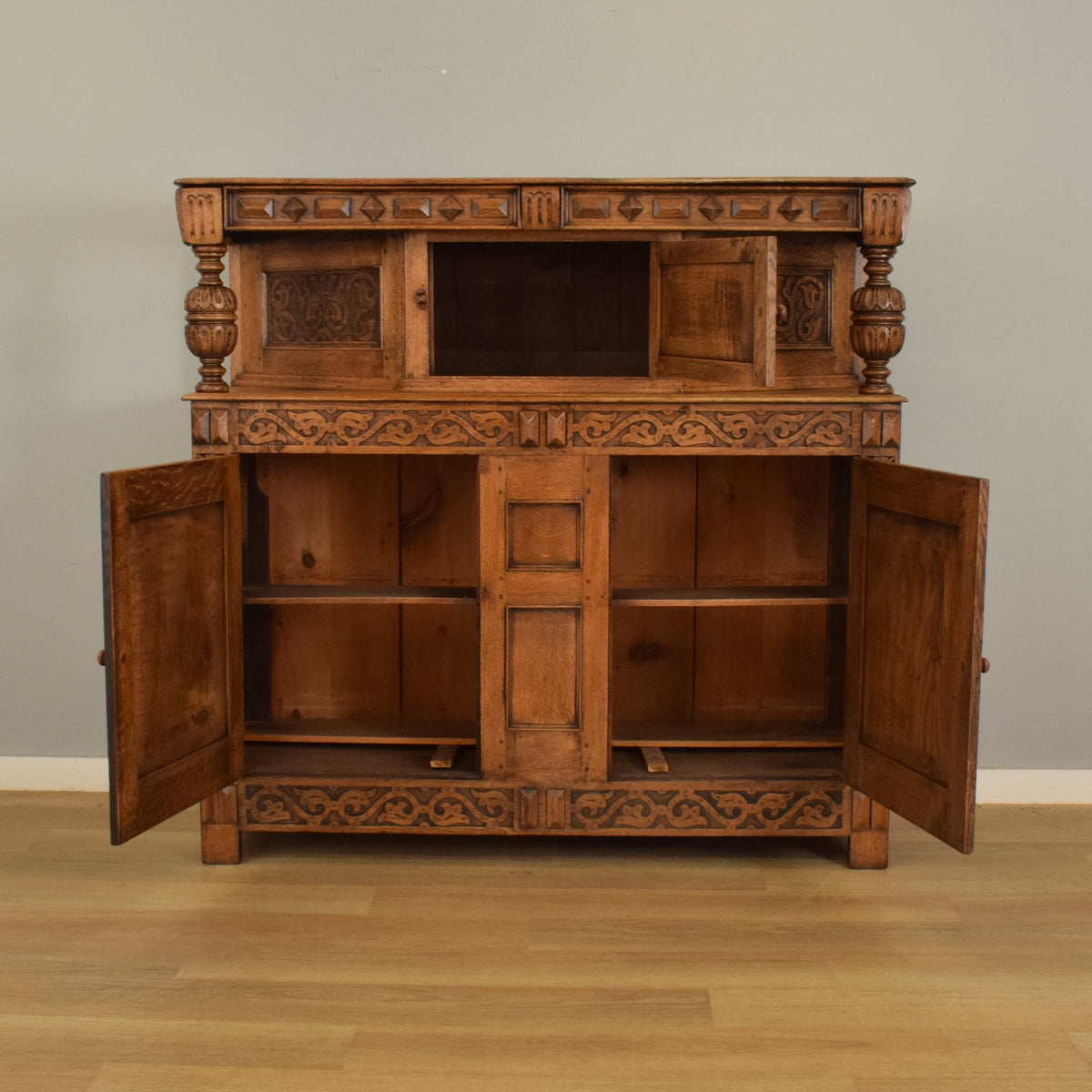 Carved Oak Court Cabinet
