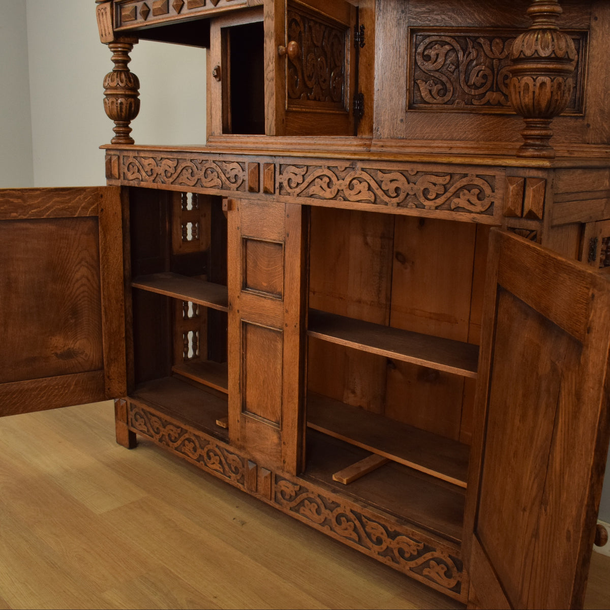 Carved Oak Court Cabinet
