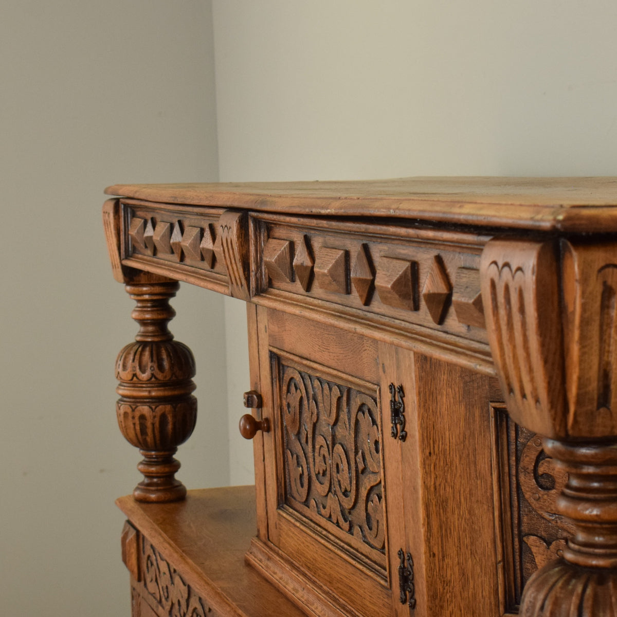 Carved Oak Court Cabinet