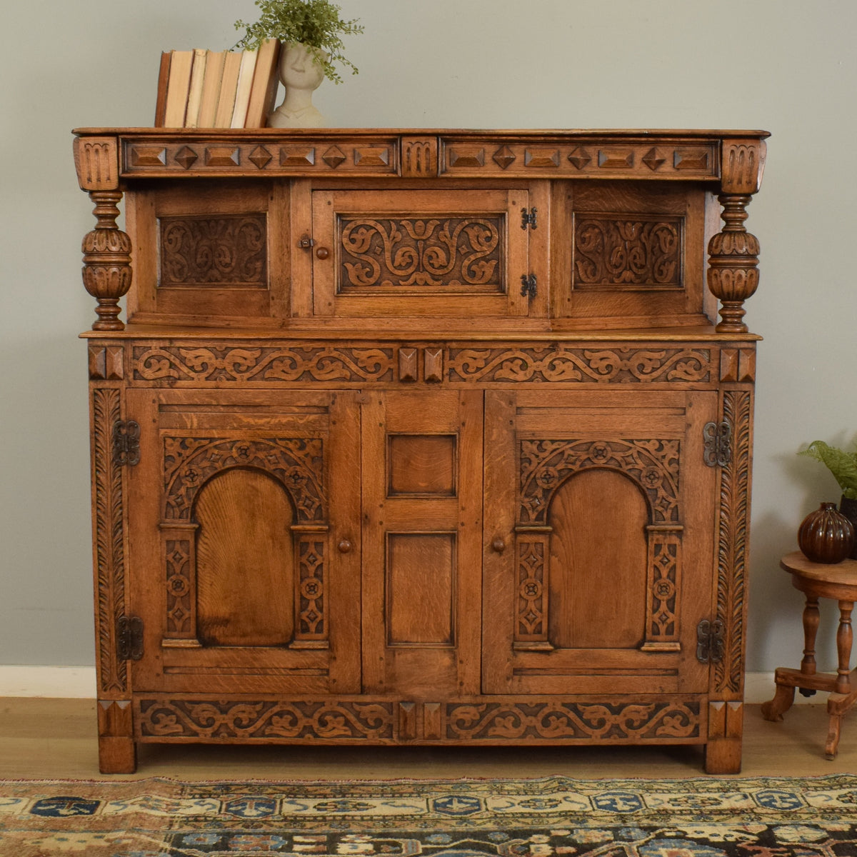 Carved Oak Court Cabinet