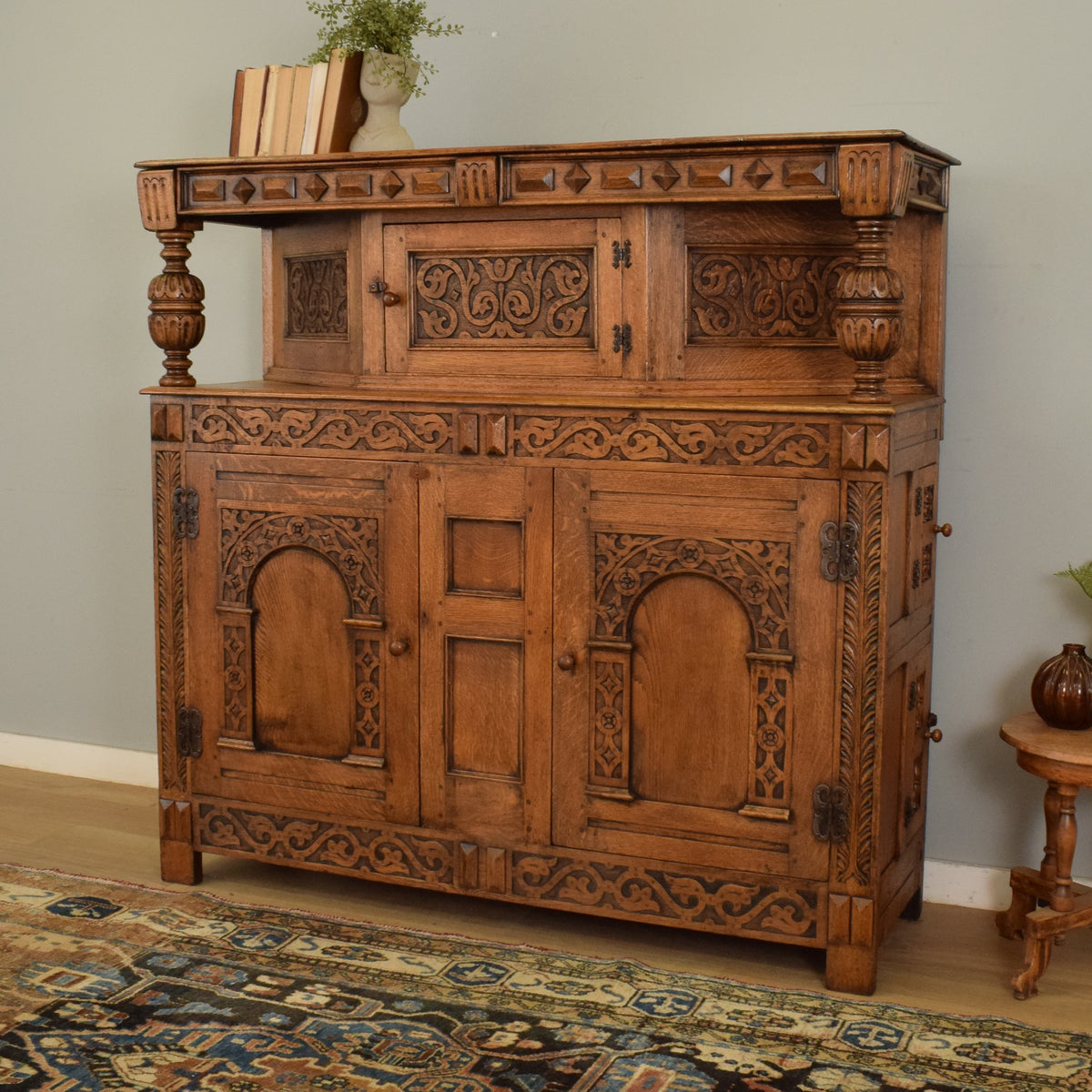 Carved Oak Court Cabinet