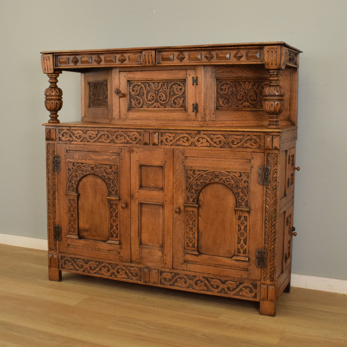 Carved Oak Court Cabinet
