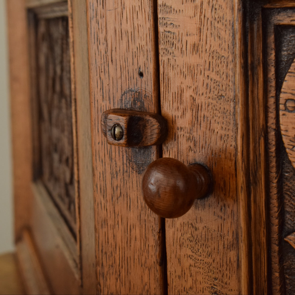 Carved Oak Court Cabinet