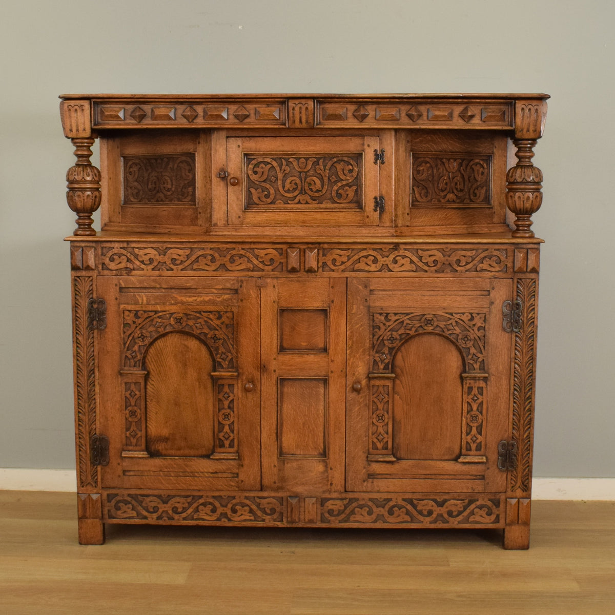Carved Oak Court Cabinet