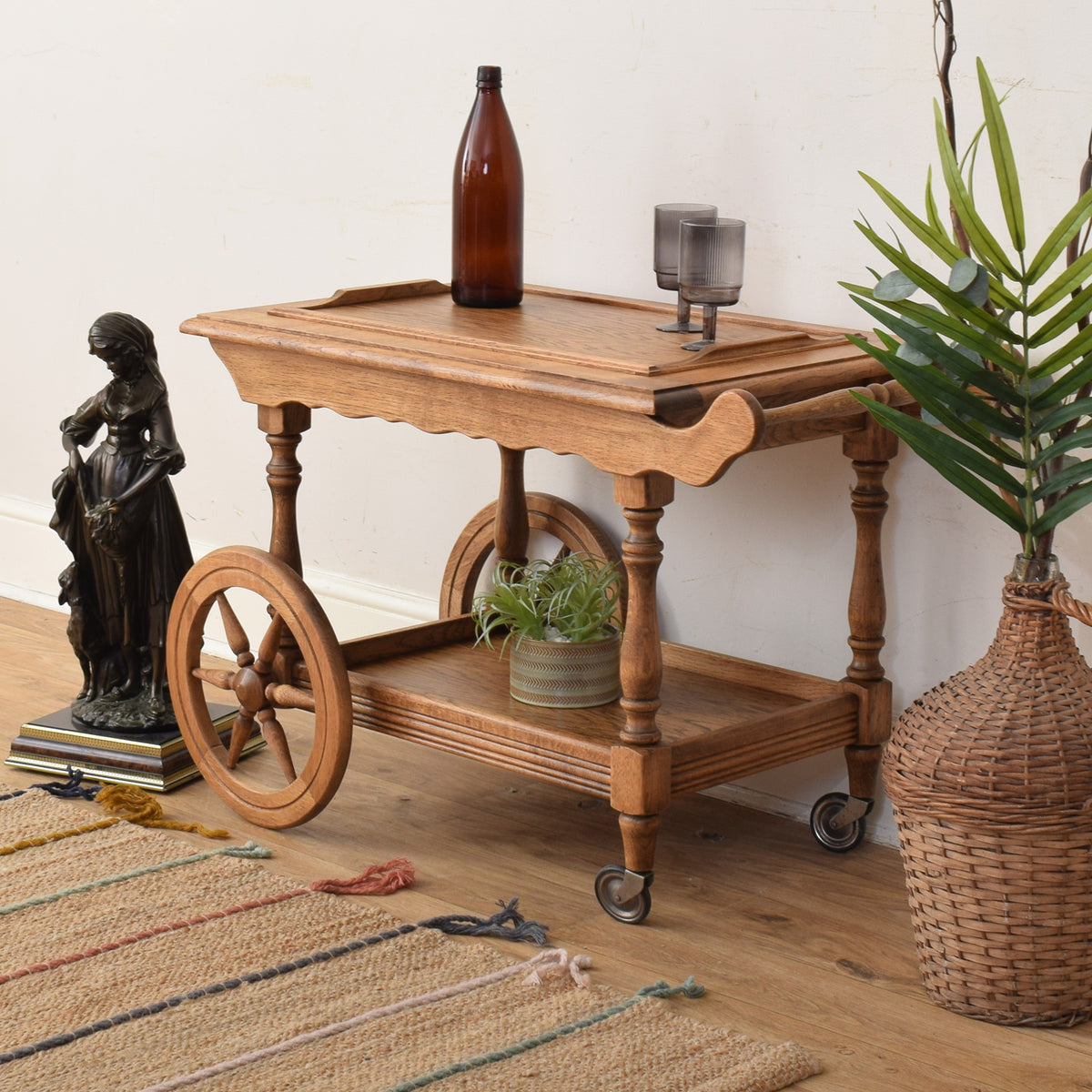 Oak Wagon Wheel Trolley