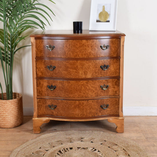 Bow Fronted Walnut Chest of Drawers