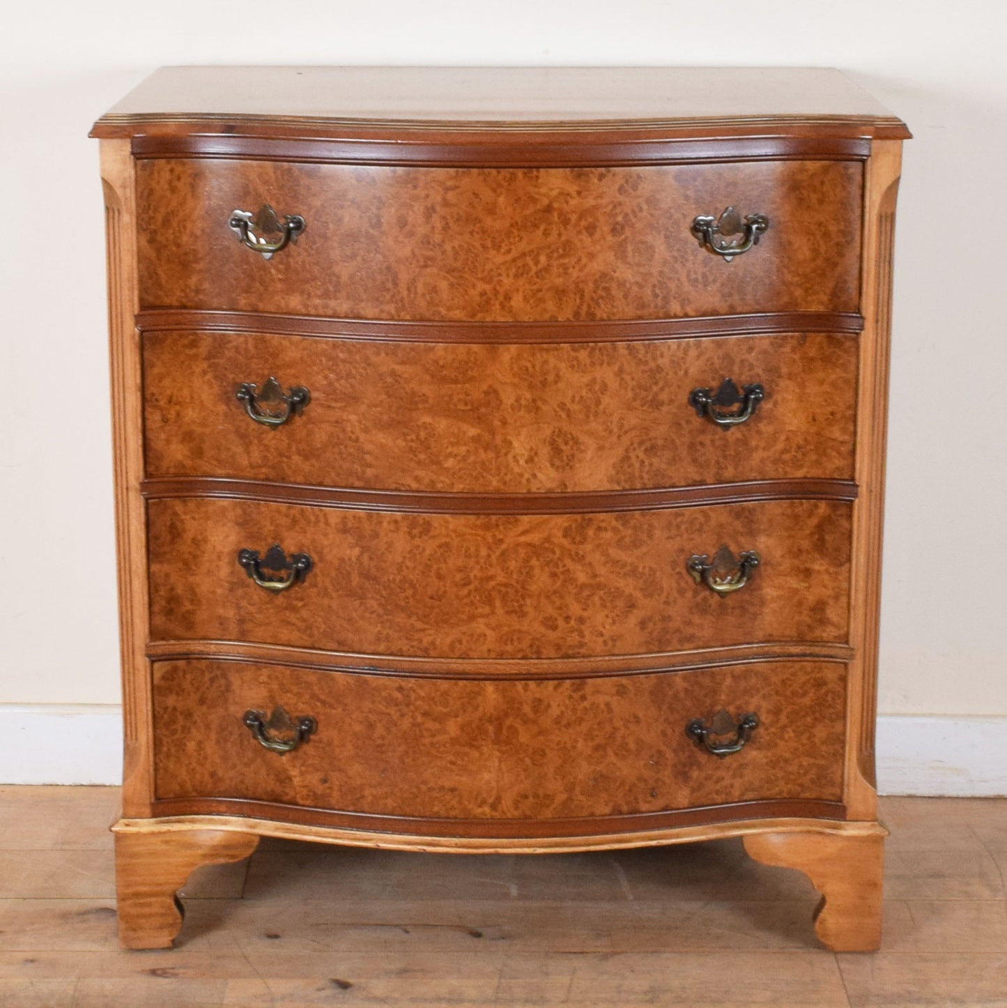 Bow Fronted Walnut Chest of Drawers