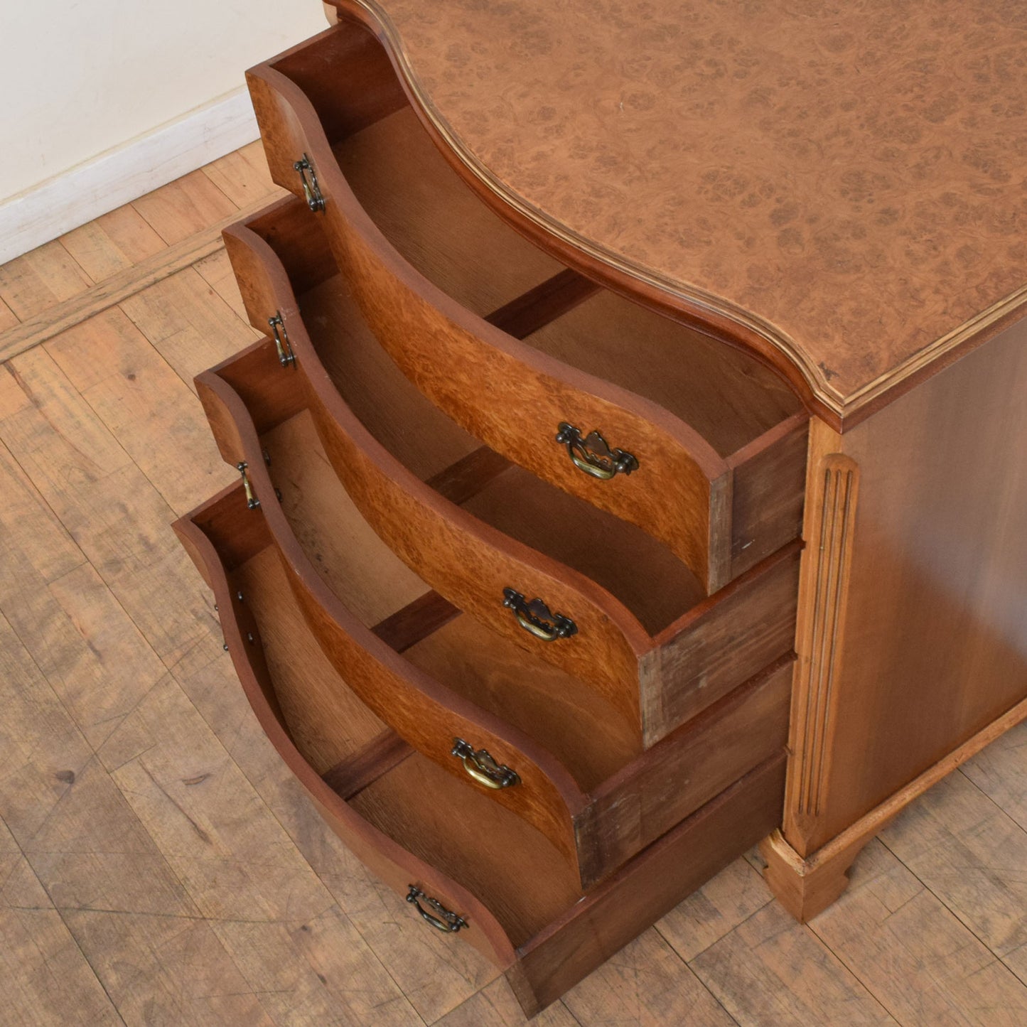 Bow Fronted Walnut Chest of Drawers