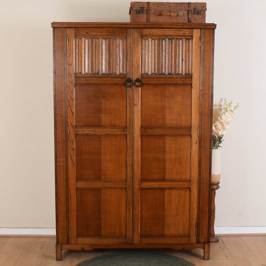 Oak Linenfold Large Double Wardrobe