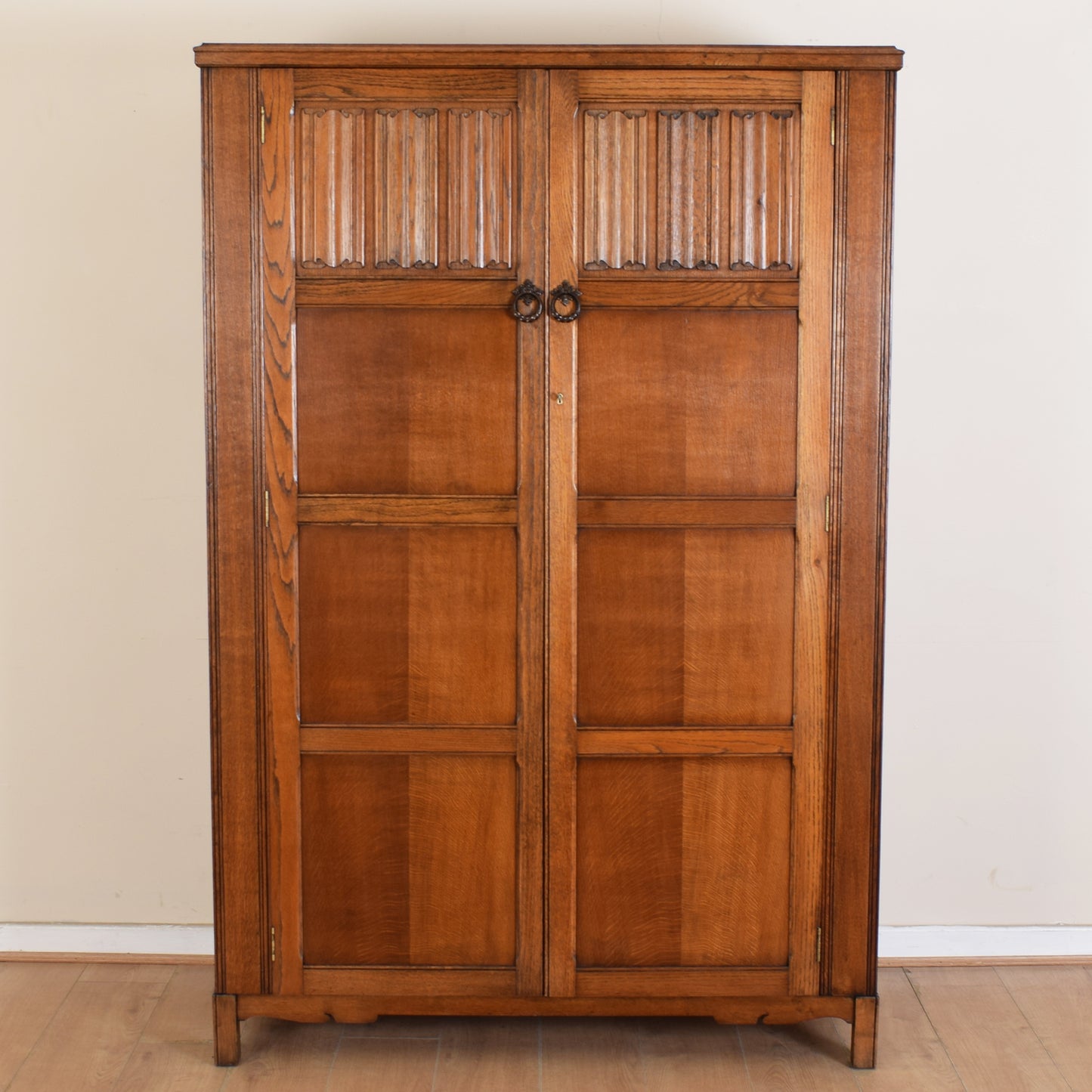 Oak Linenfold Large Double Wardrobe