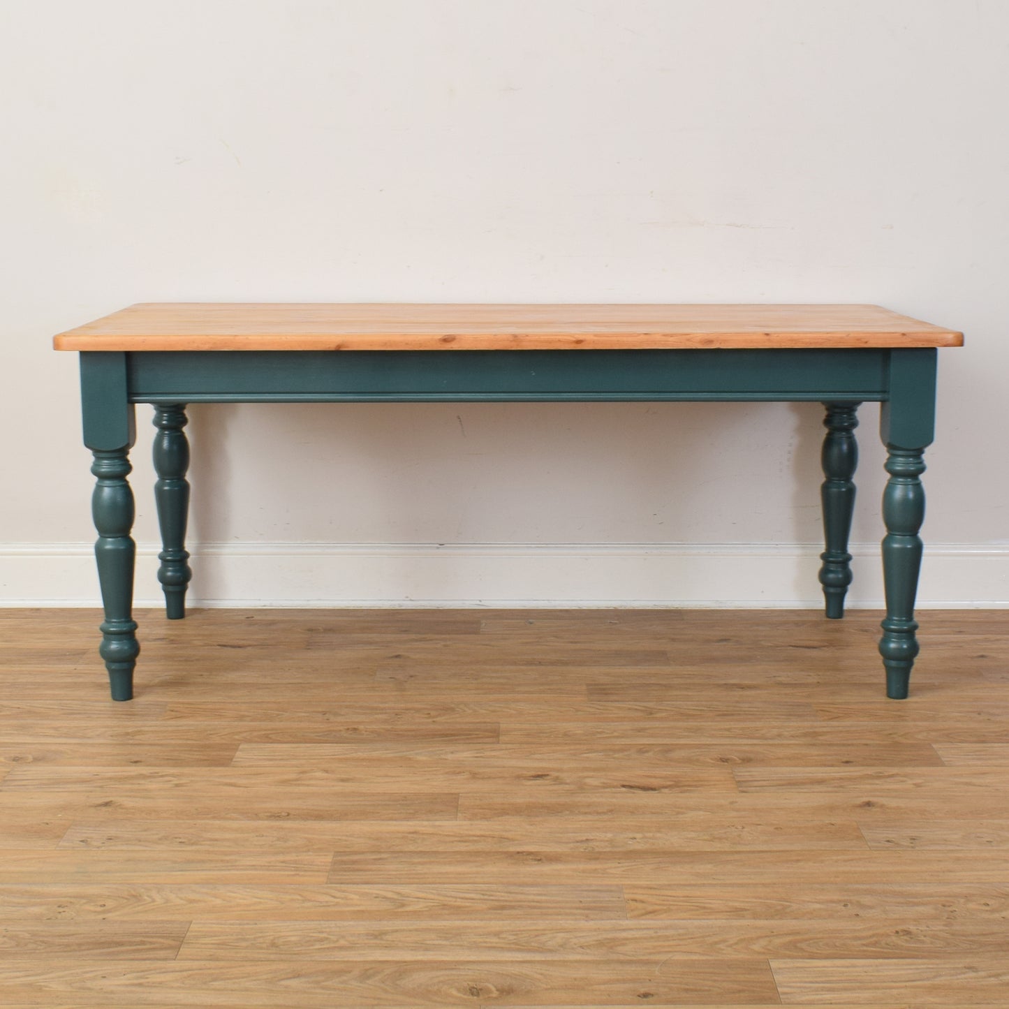 Painted Pine Table And Eight Chairs