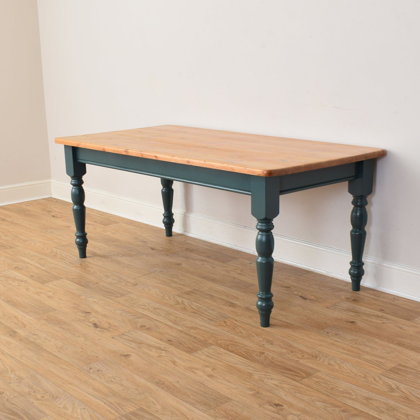 Painted Pine Table And Eight Chairs