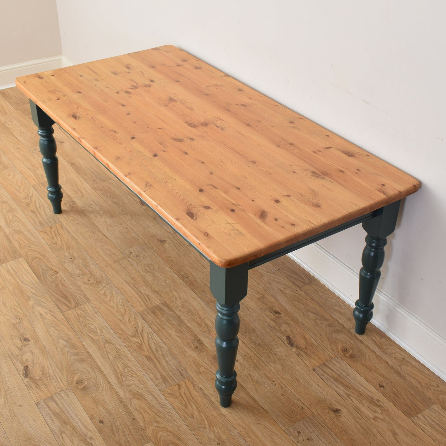 Painted Pine Table And Eight Chairs