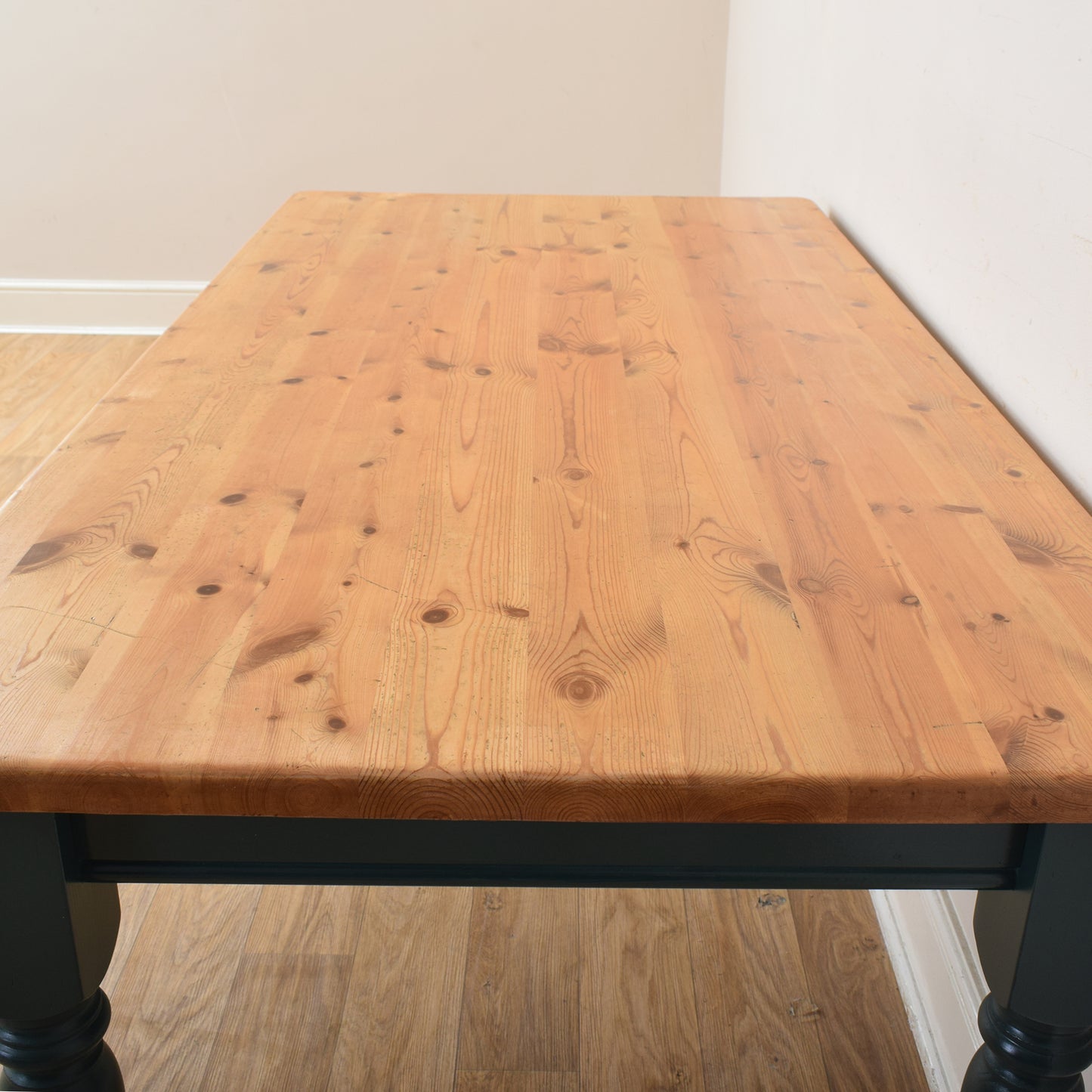 Painted Pine Table And Eight Chairs