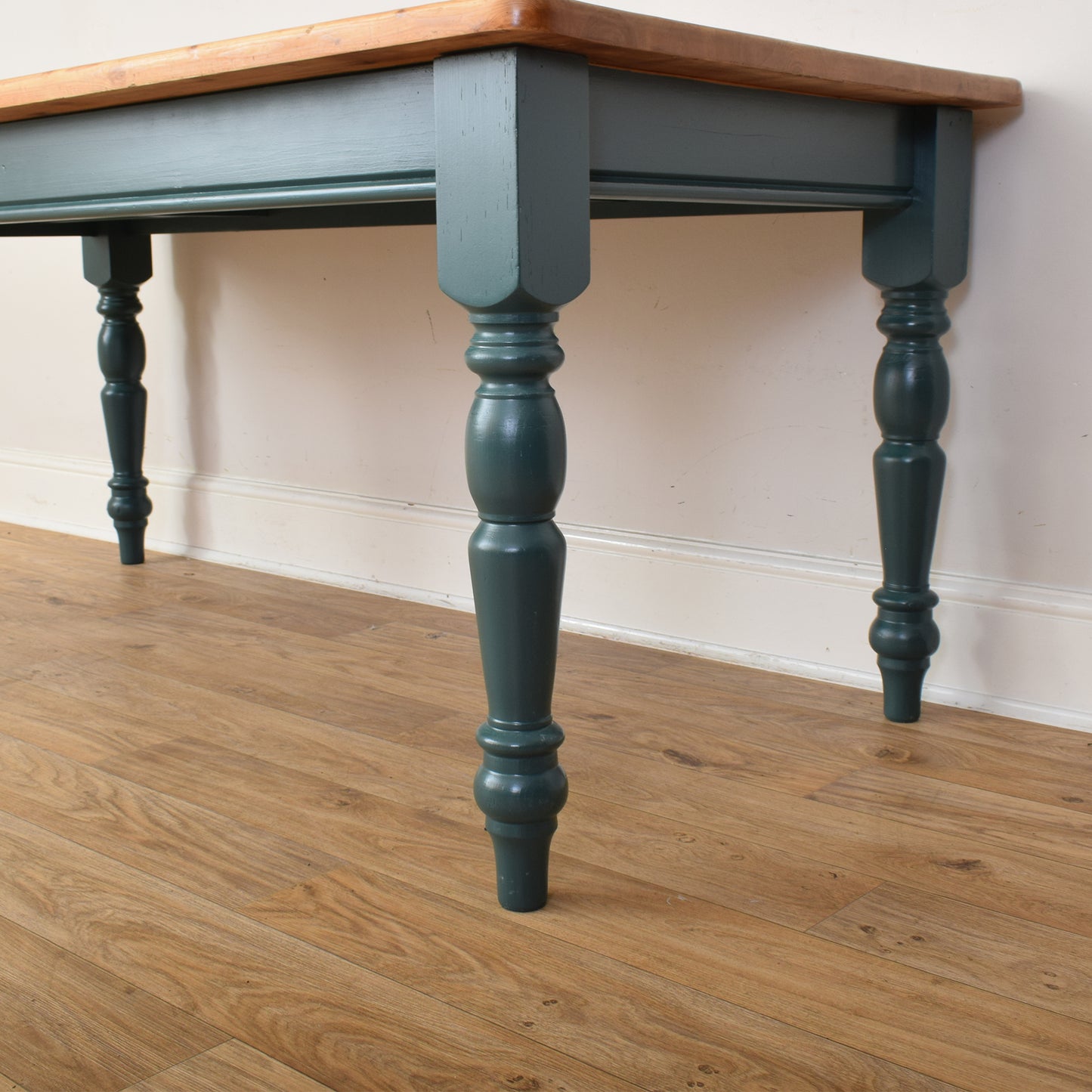 Painted Pine Table And Eight Chairs