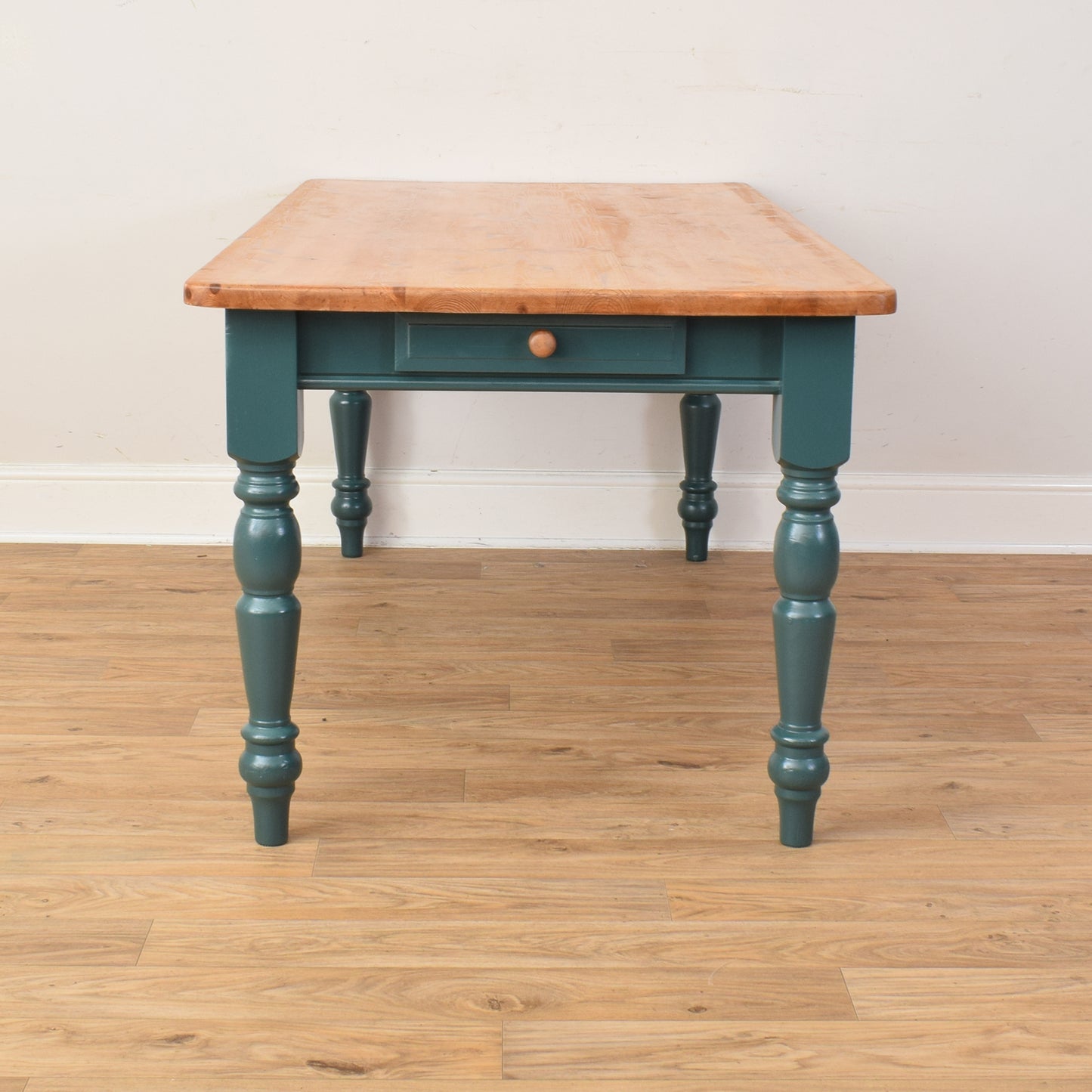 Painted Pine Table And Eight Chairs