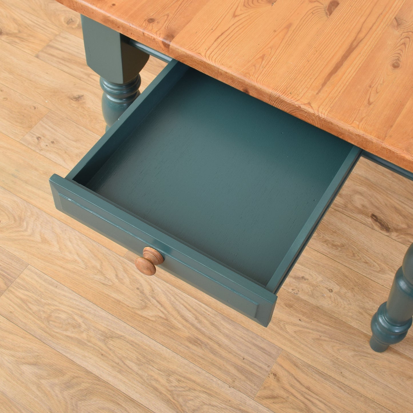 Painted Pine Table And Eight Chairs