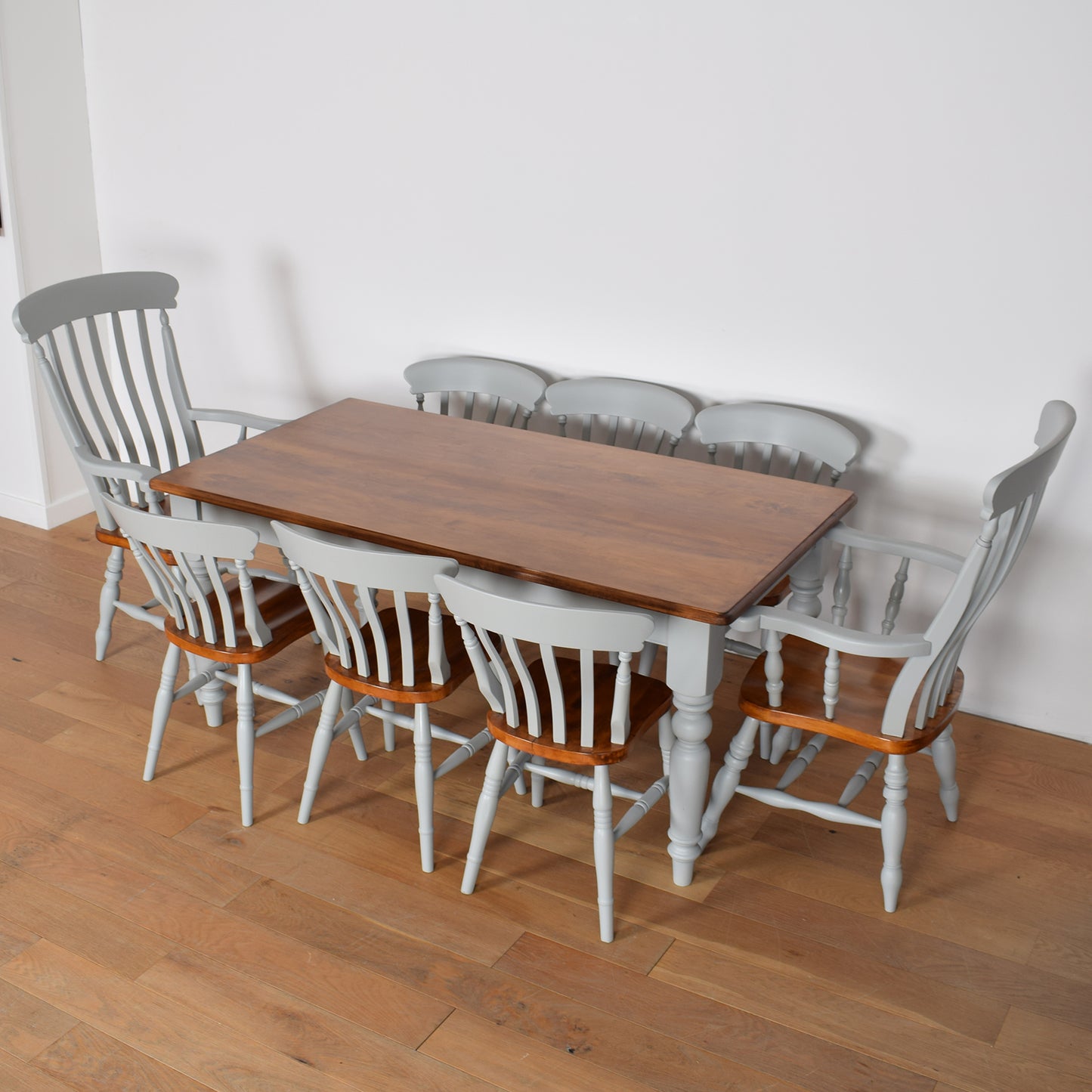 Painted Dining Table with Eight Chairs