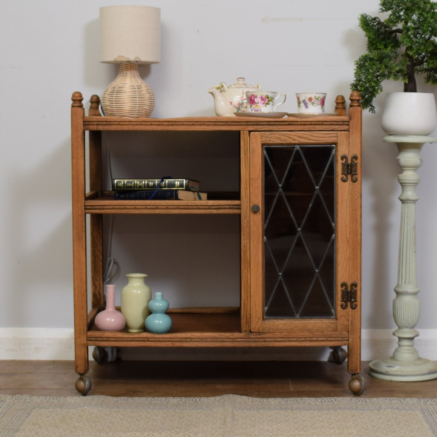 Old Charm Oak Serving Trolley