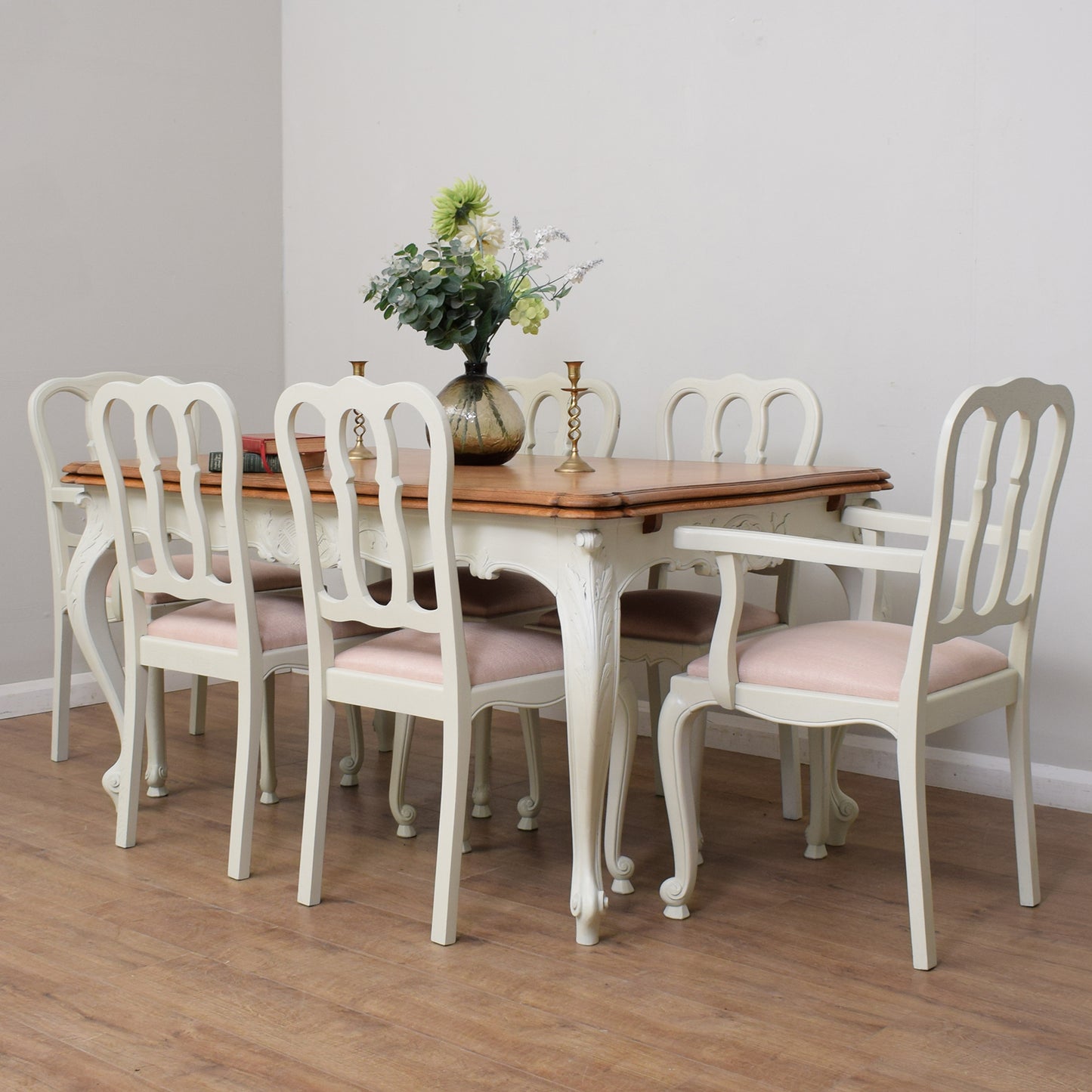Painted French Table and Six Chairs