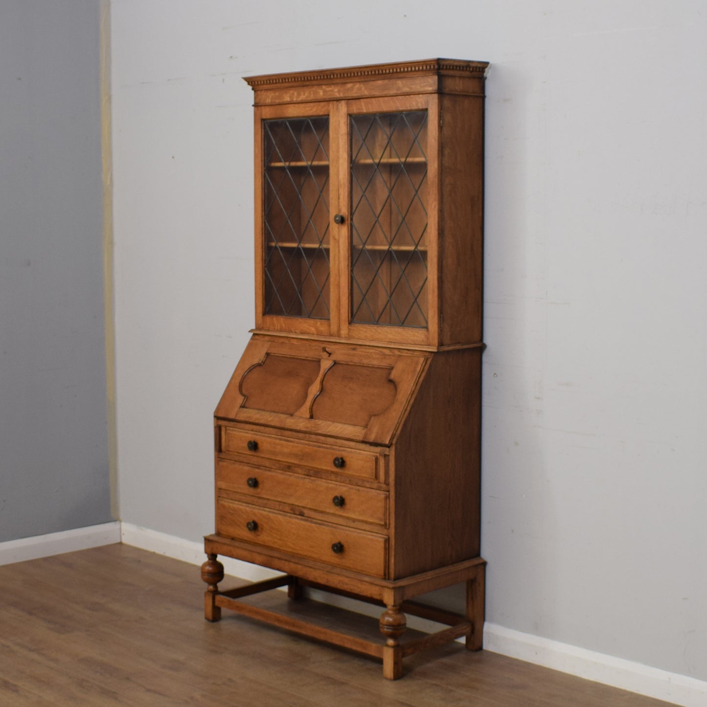 Vintage Oak Bureau Bookcase