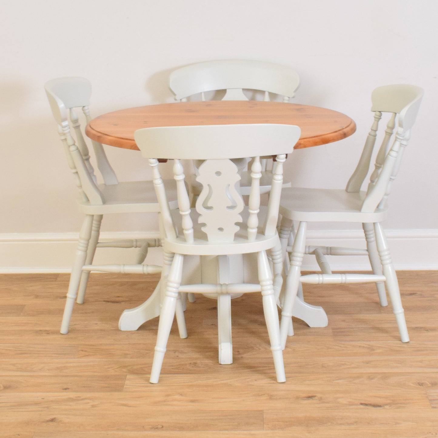 Painted Pine Table and Four Chairs