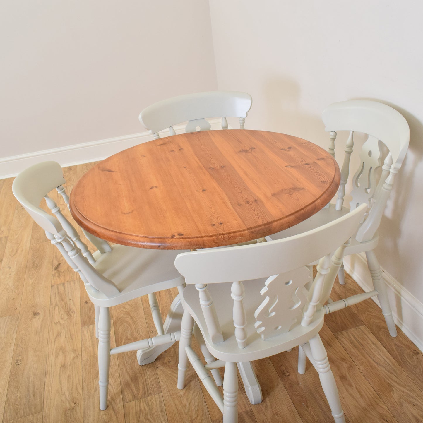Painted Pine Table and Four Chairs