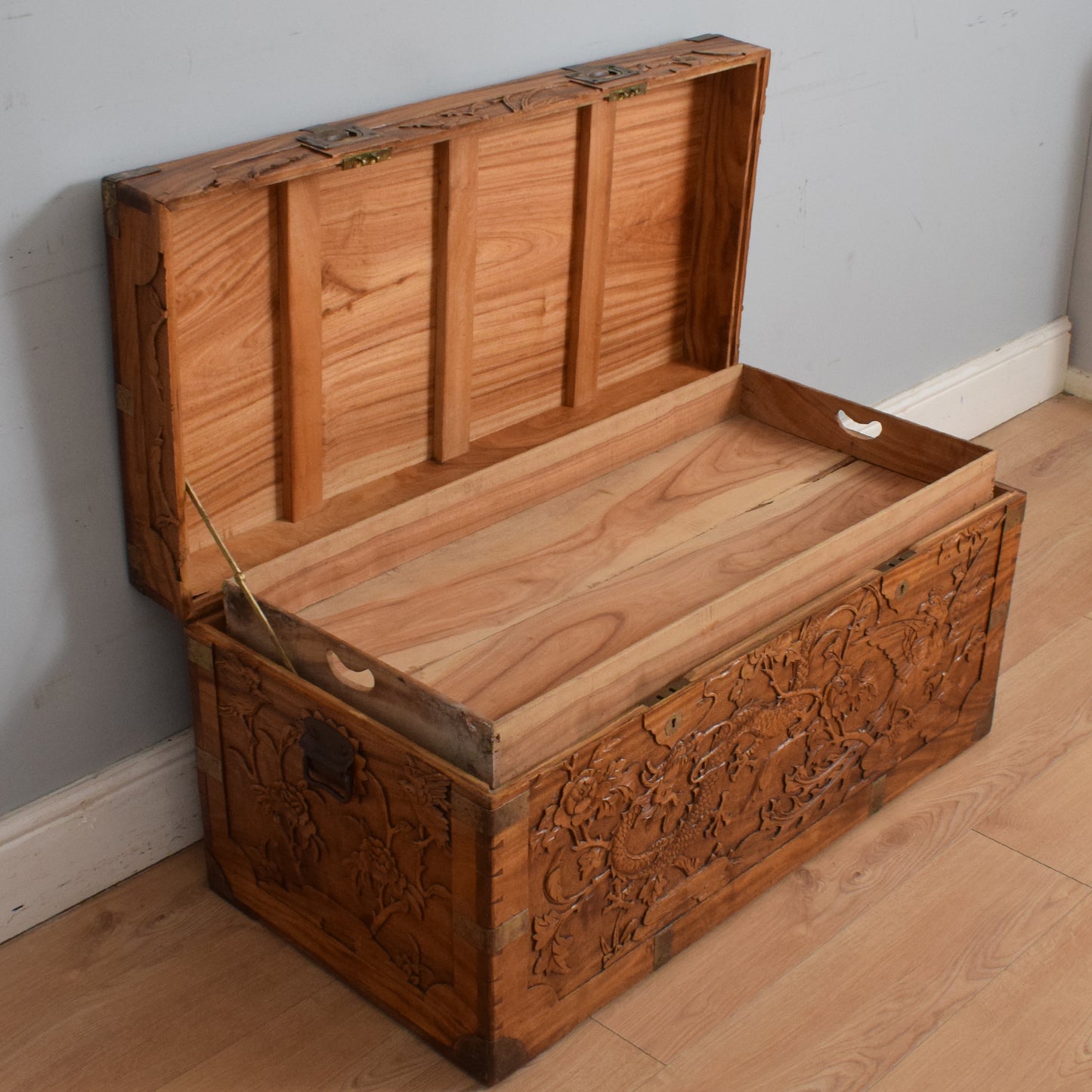 Carved Oriental Camphor Box
