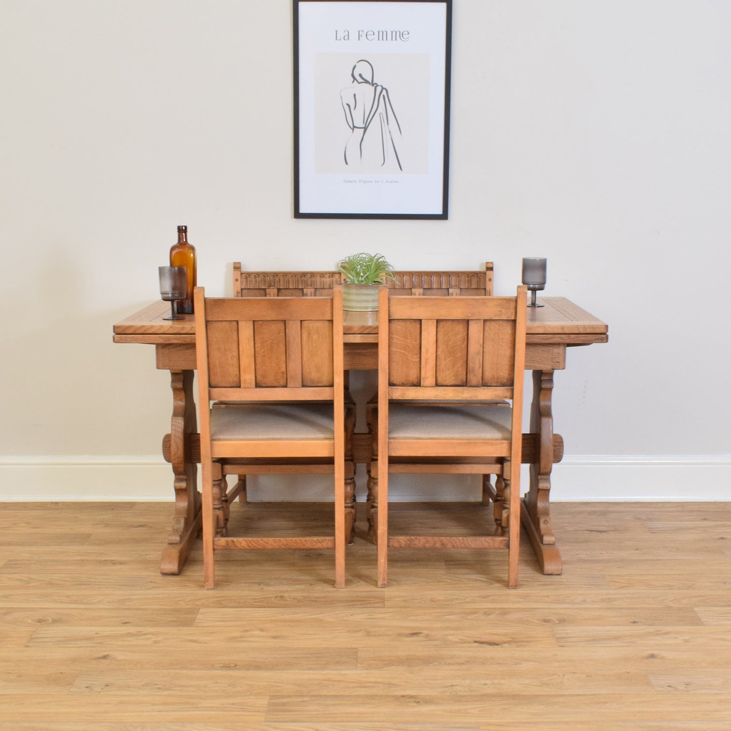 Ercol Draw Leaf Table And Four Chairs