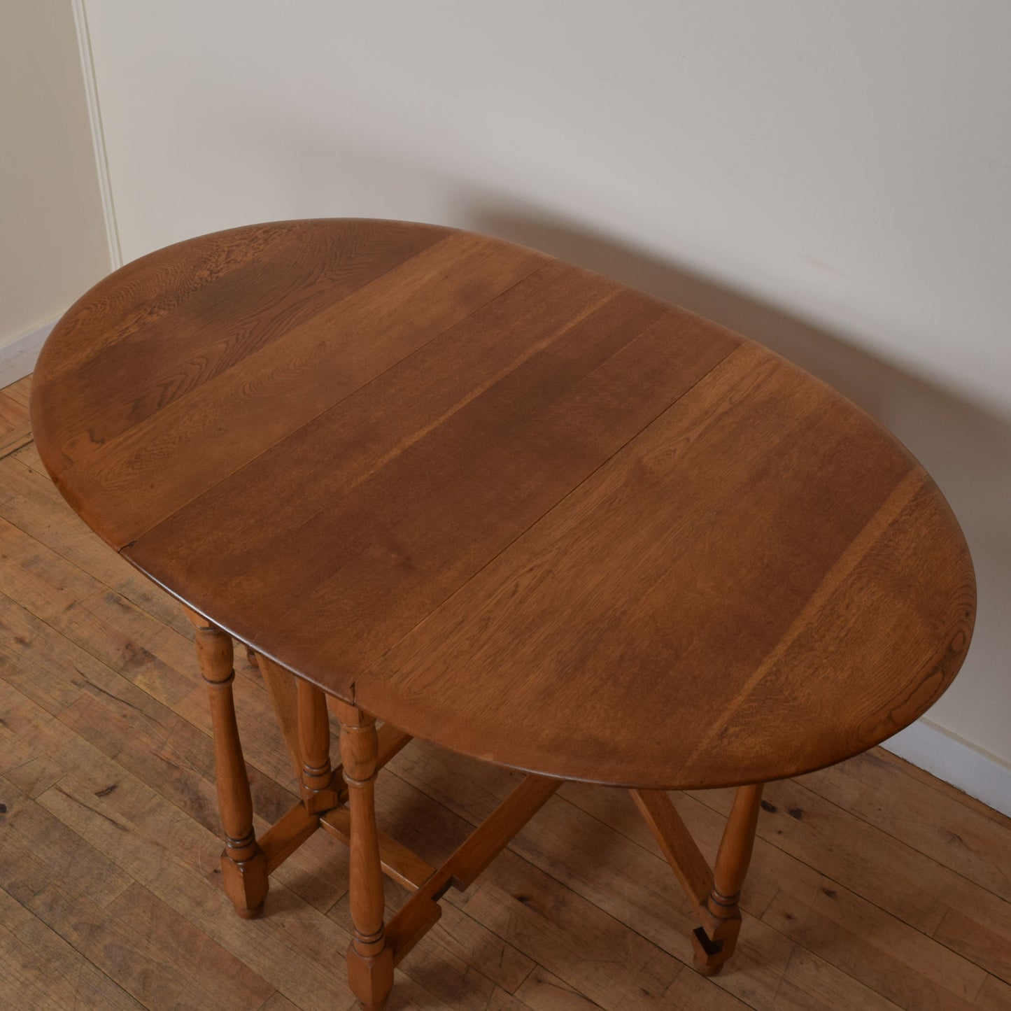 Oak Drop Leaf Table and Two Chairs