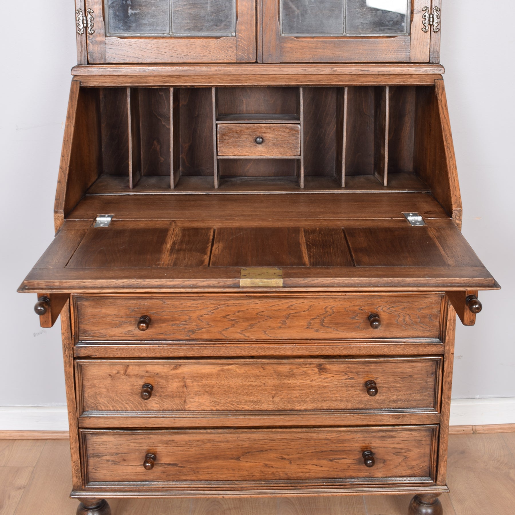 Oak secretary deals desk with storage