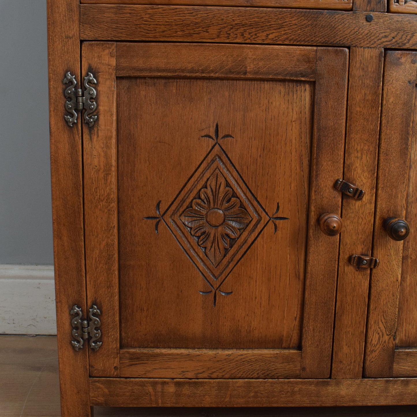 Small Carved Oak Court Cabinet
