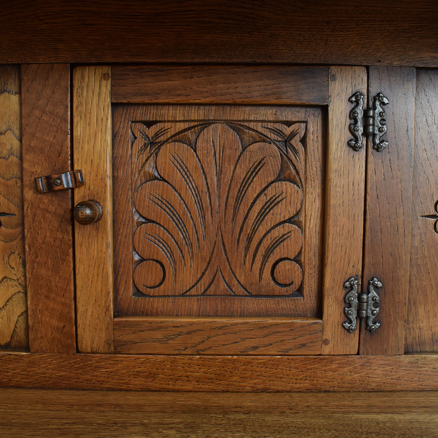 Small Carved Oak Court Cabinet