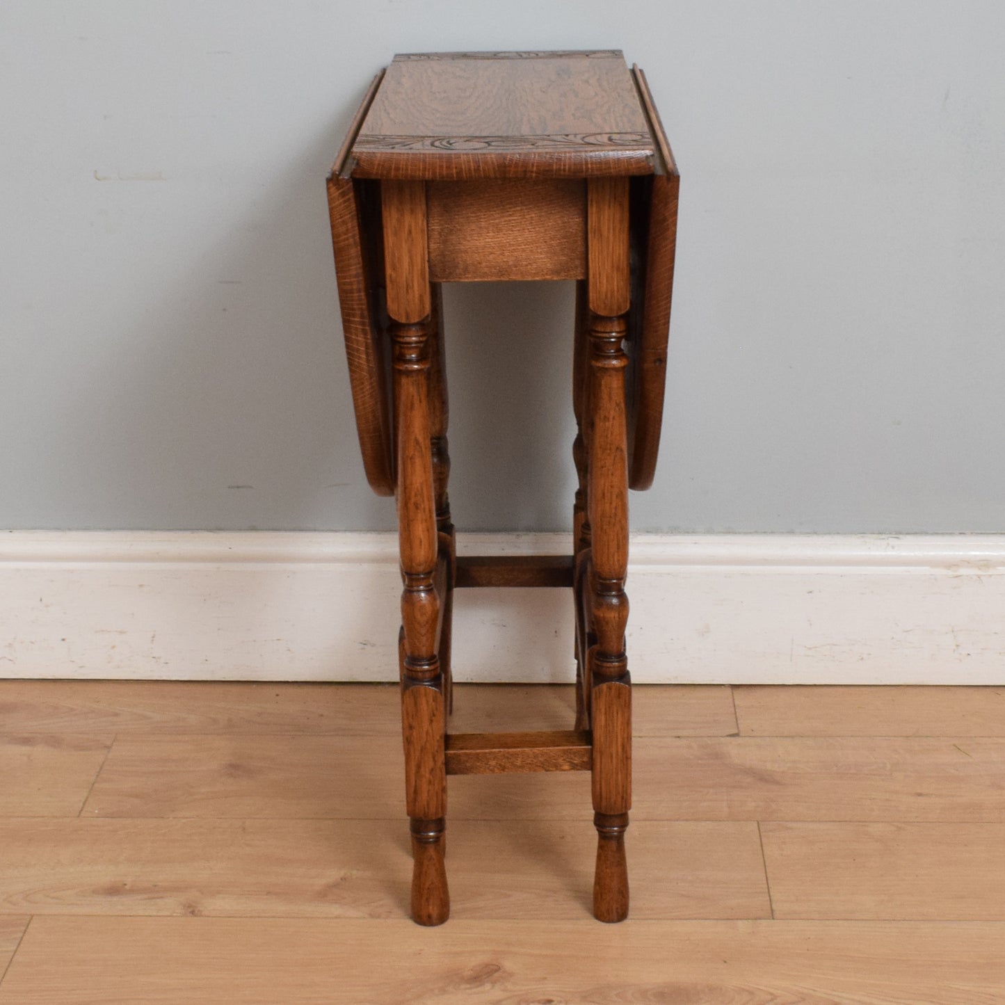 Small Carved Drop-Leaf Table