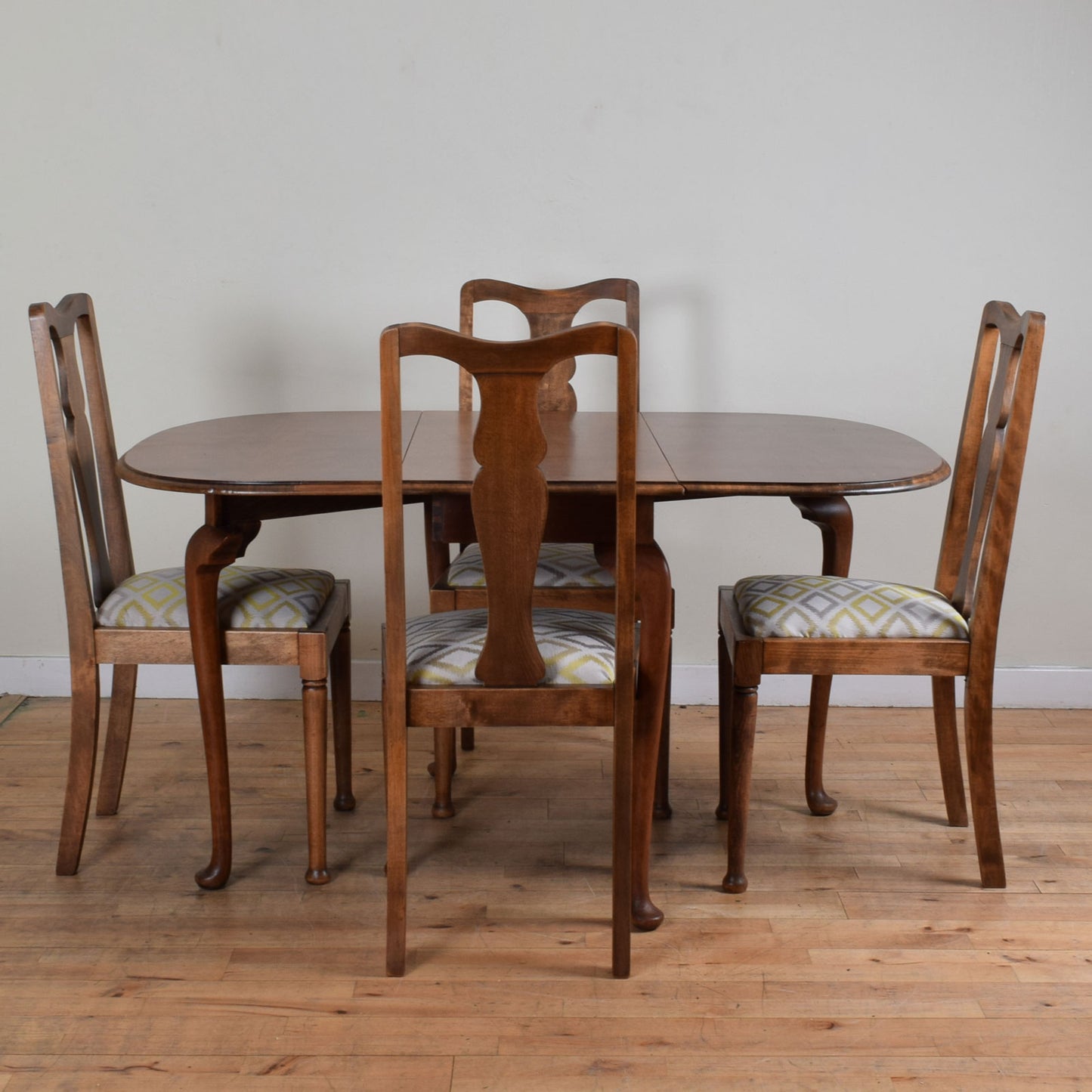 Flame Mahogany Drop Leaf Table and Four Chairs