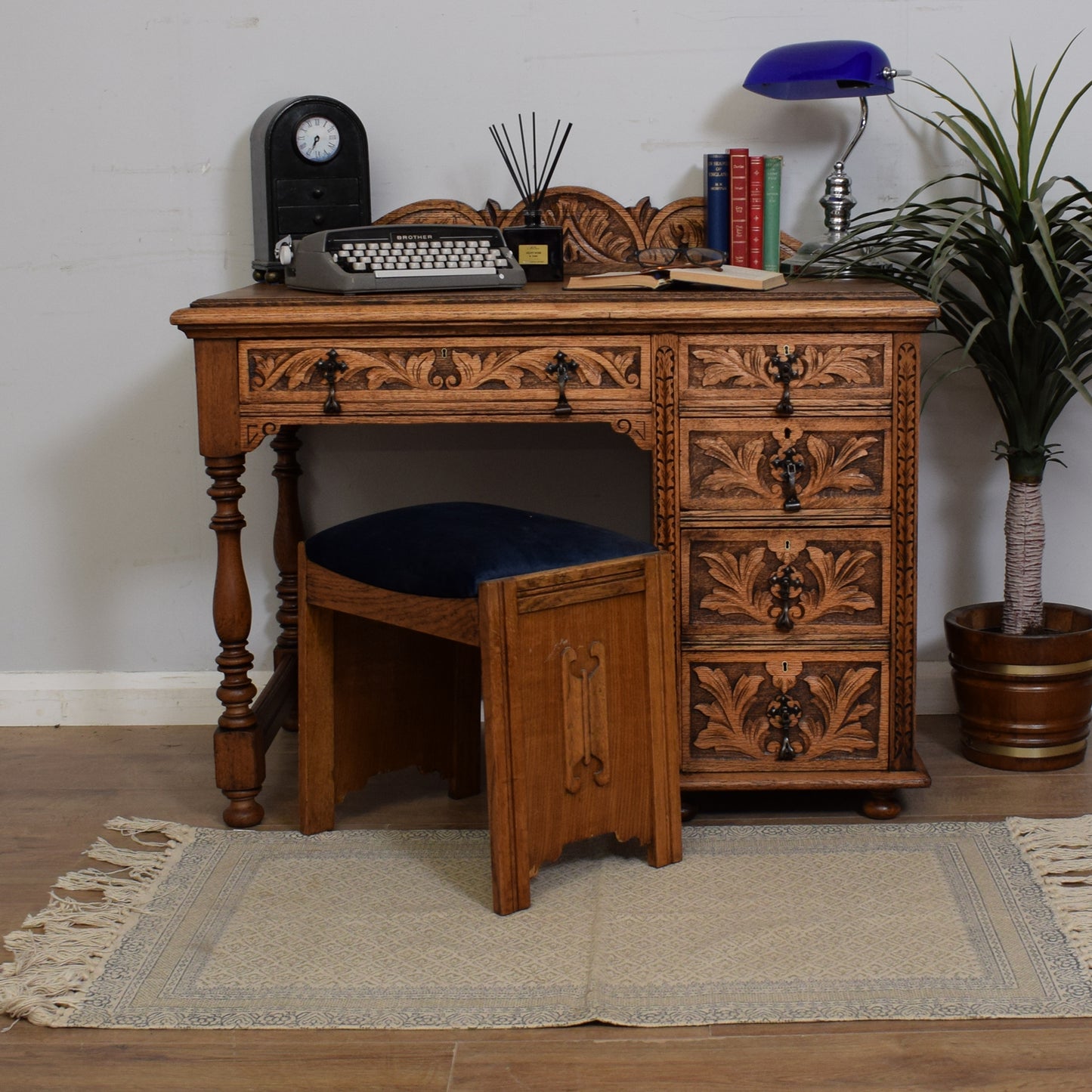 Restored Vintage Carved Desk