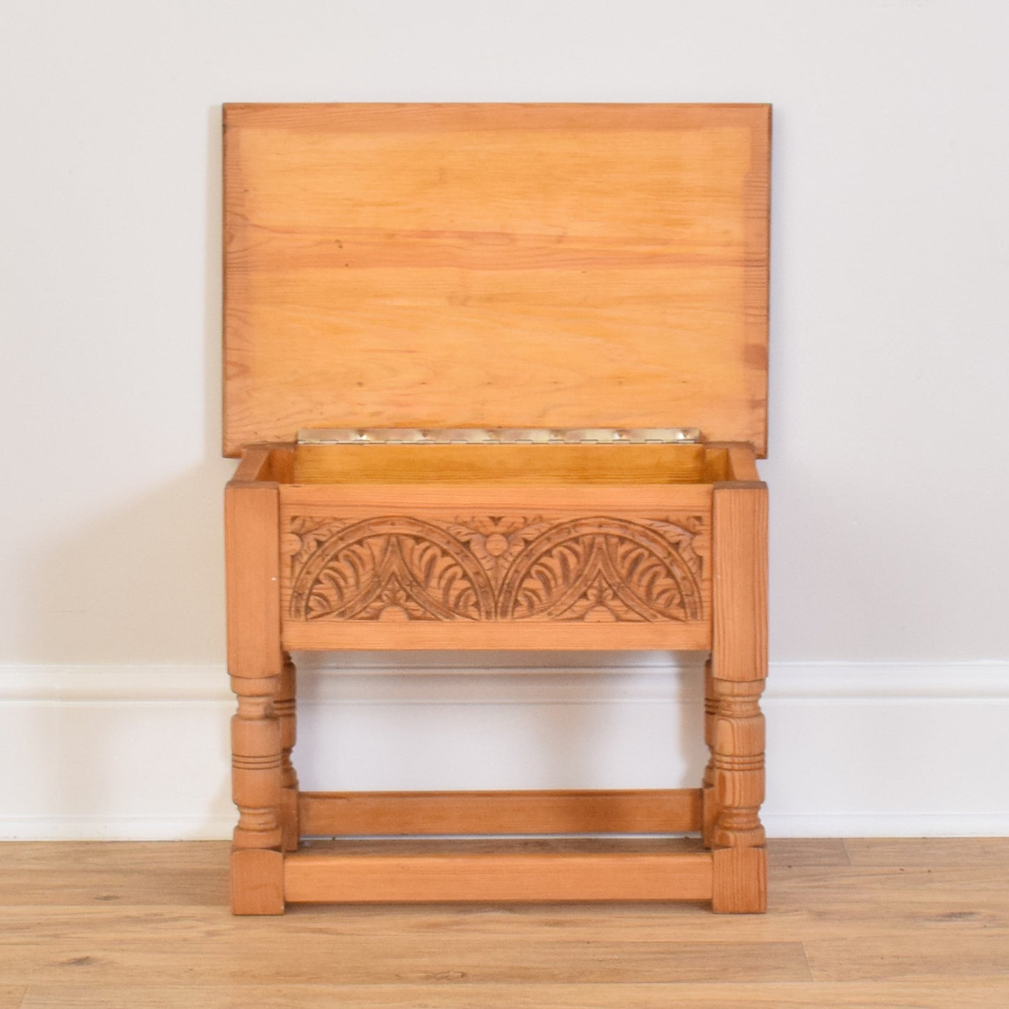 Restored Carved Pine Sewing Box