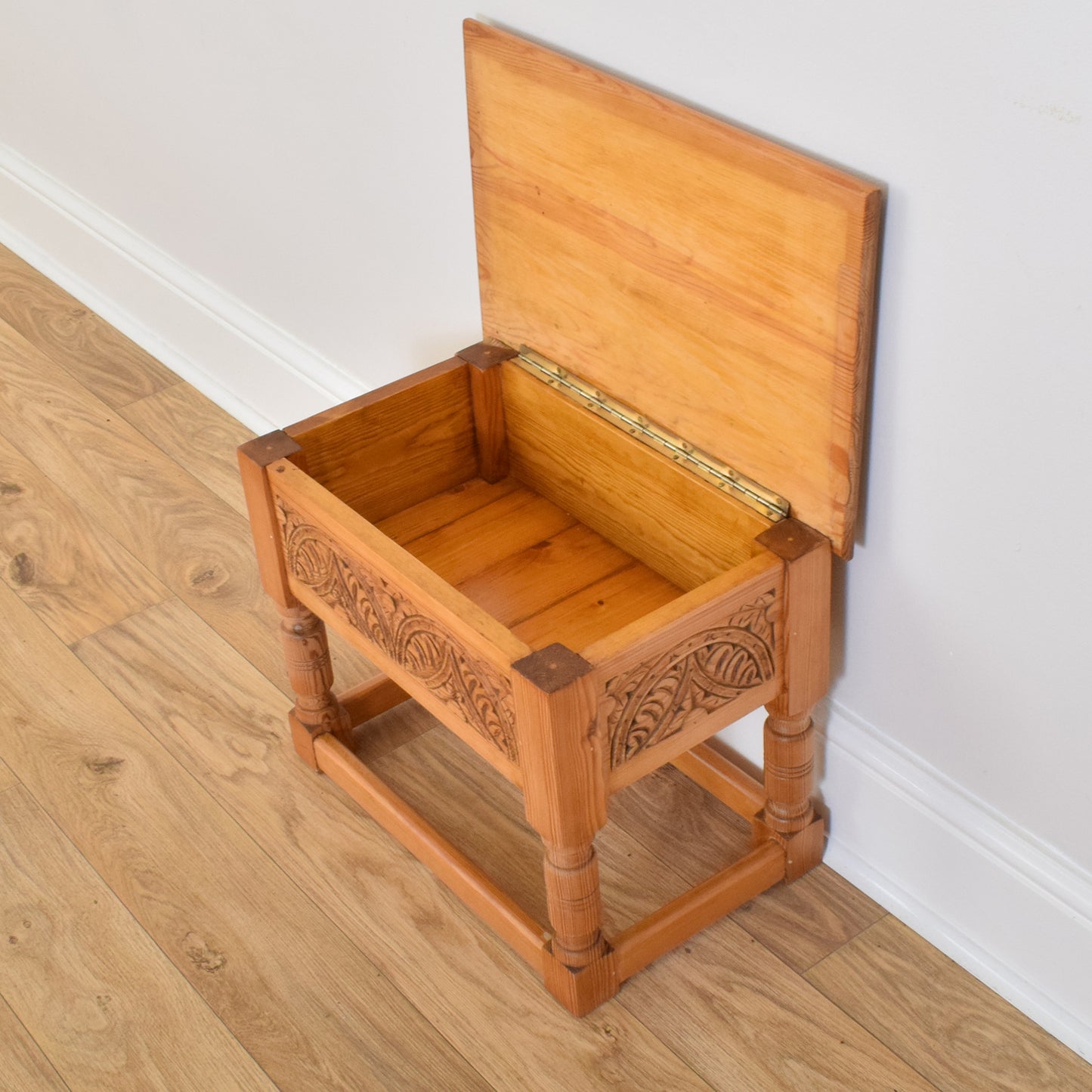 Restored Carved Pine Sewing Box