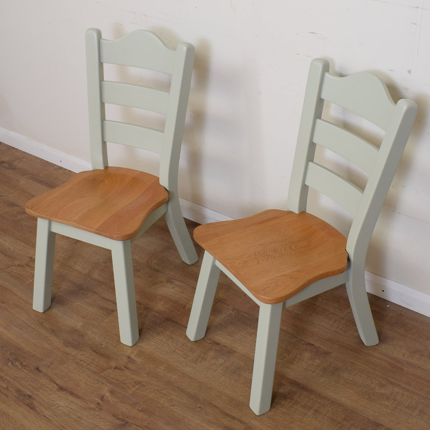 Solid Oak Painted Table And Six Chairs